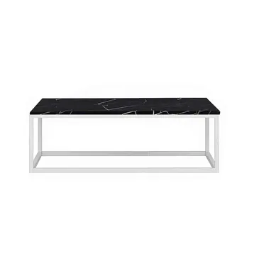White Rectangular Coffee Table Hire w/ Black Top