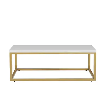 Rectangular Gold Coffee Table Hire w/ White Top