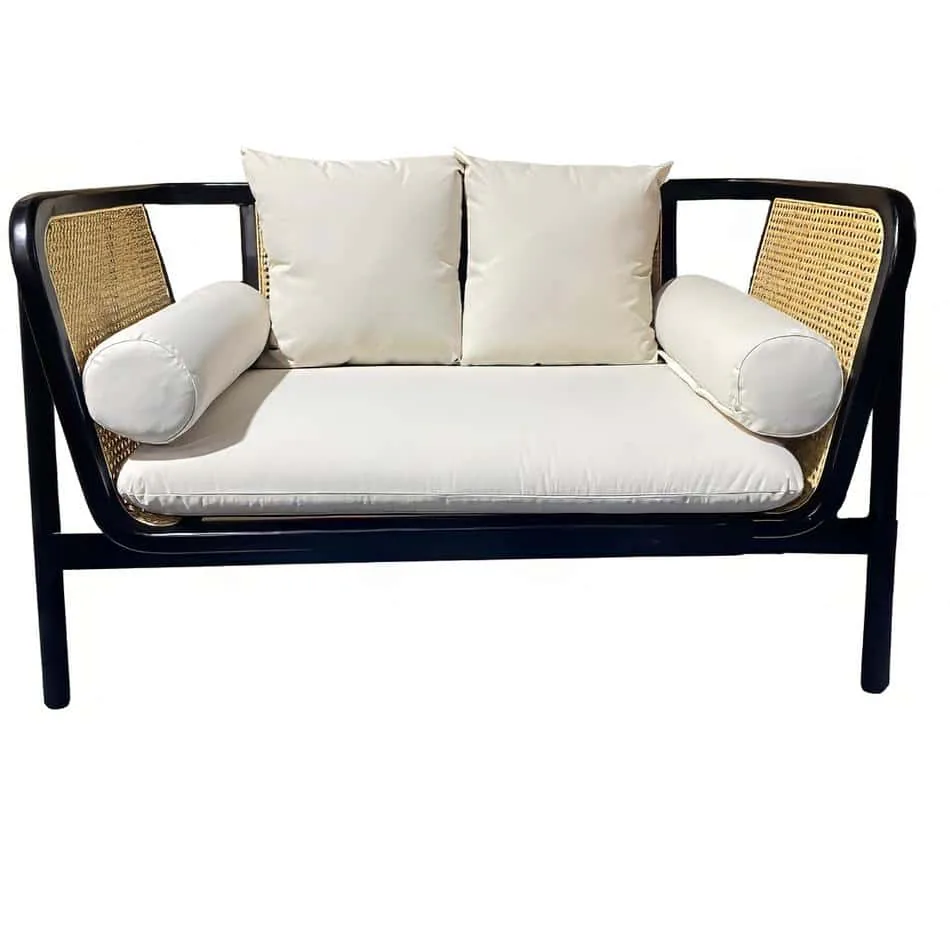 Black Rattan 2 Seater Sofa