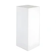Individual white acrylic display plinth with a square top and smooth white sides
