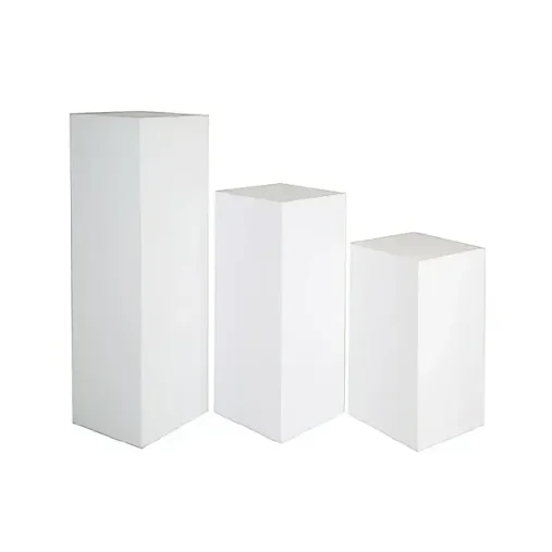 White Acrylic Plinths - 45cm Set of 3