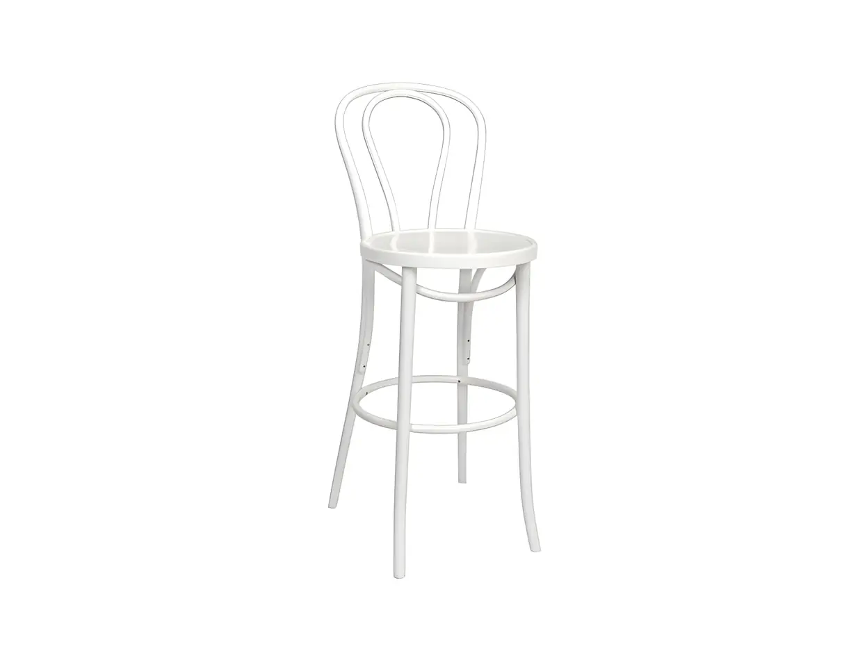 White Bentwood Bar Stool with Back Rest
