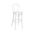 White bentwood bar stool with back rest showing curved timber backrest at 75cm seat height