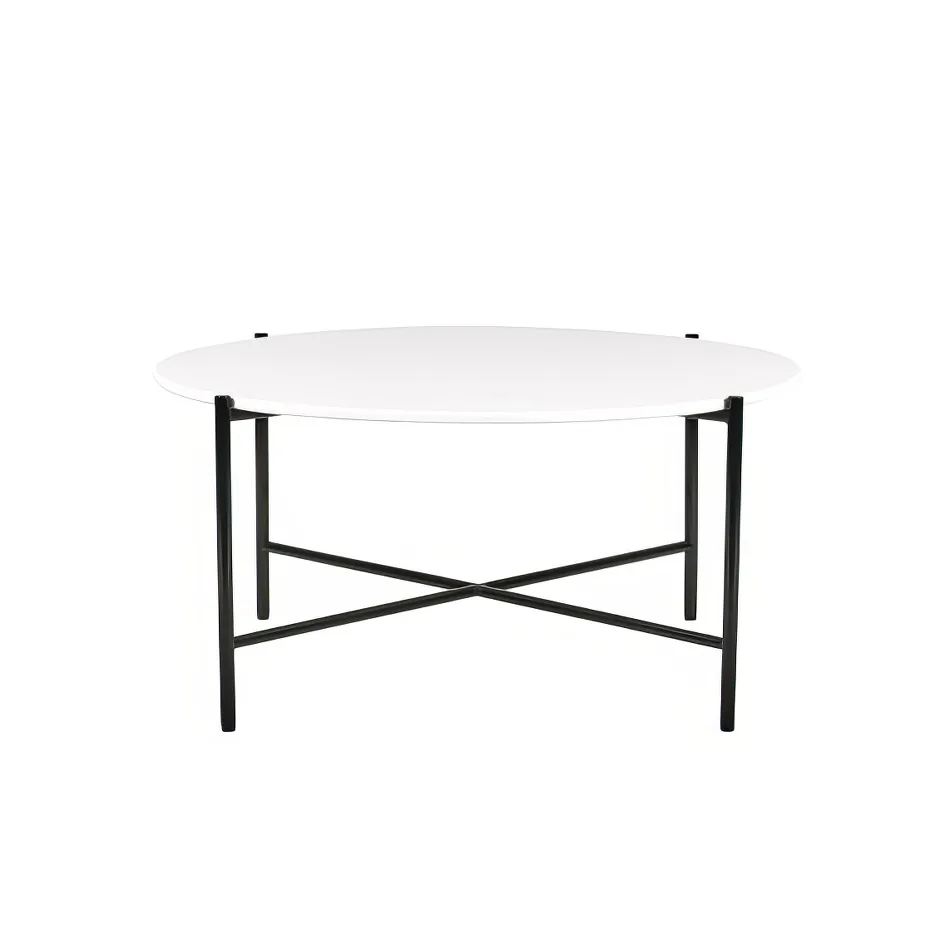 Black Cross Coffee Table Hire w/ White Top