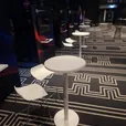 White hairpin bar table and stools set up for an event at Doltone House