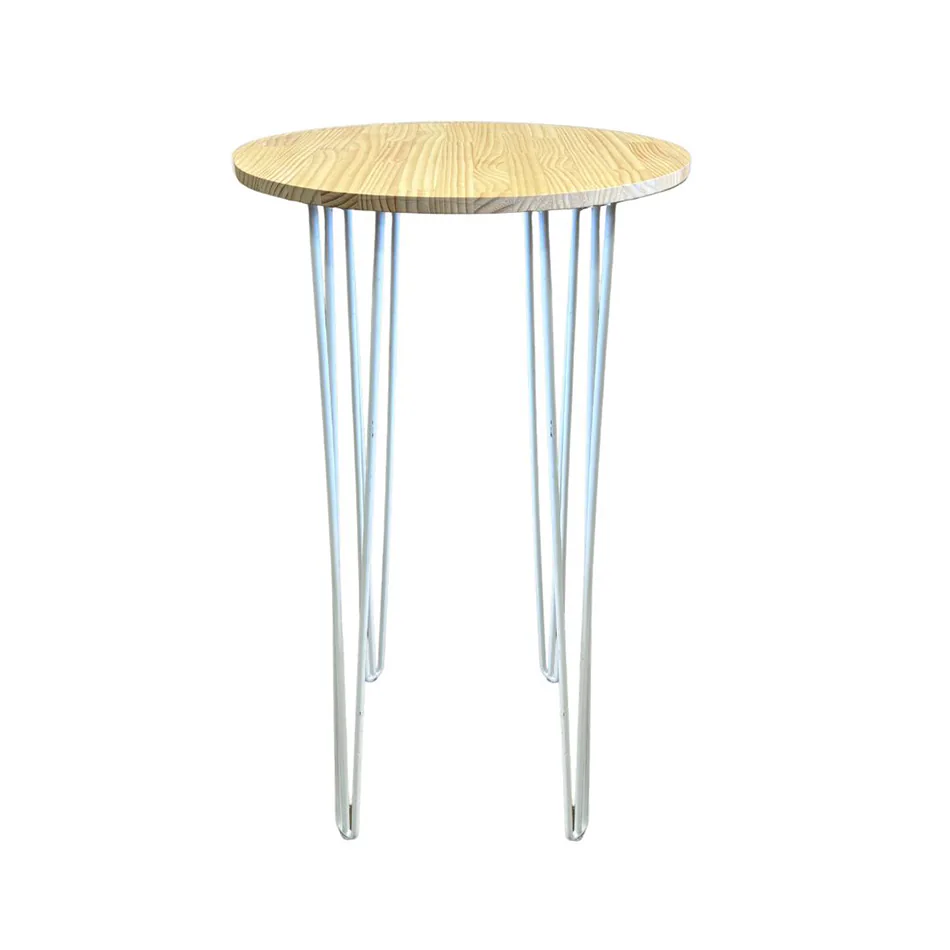 White Hairpin Round Cocktail Table Hire