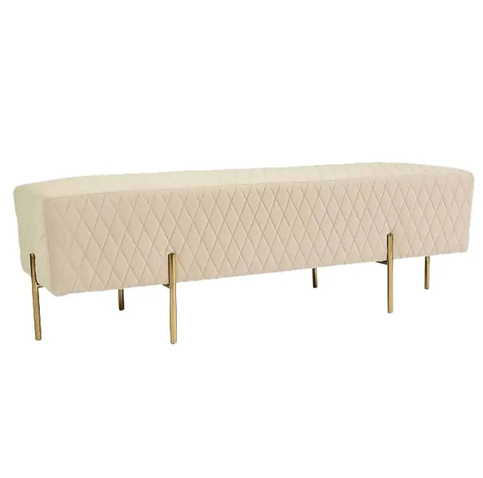 White Velvet Ottoman Bench
