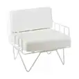 Wire Arm Chair Hire w/ White Velvet Cushions