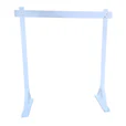 Plain white wooden arbor frame shown against a clean background, highlighting its simple rectangular structure and sturdy base for wedding and event styling.