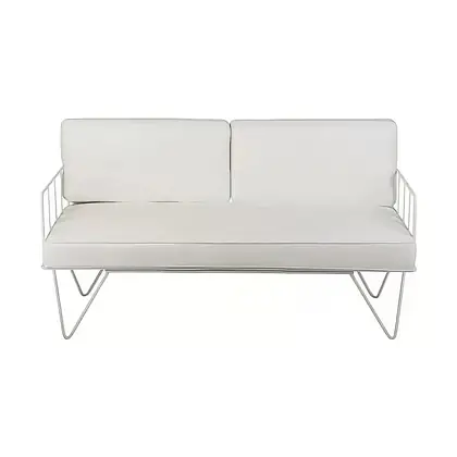 Wire Sofa Lounge w/ White Velvet Cushions