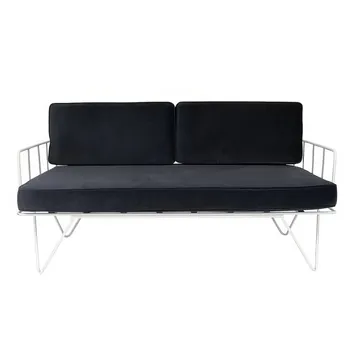 Wire 2 Seater Sofa w/ Black Velvet Cushions