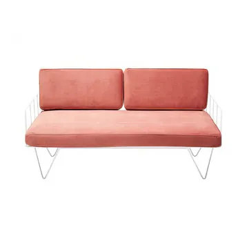 Wire 2 Seater Sofa w/ Pink Velvet Cushions