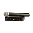 Black wireless handheld microphone with compact receiver unit for professional event audio and PA system use