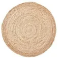 Round hand-woven natural jute rug with concentric weave pattern